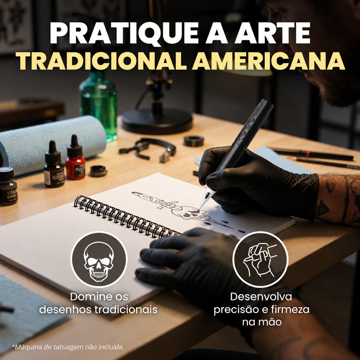 Livro de Colorir de Tatuagem Tradicional Americana